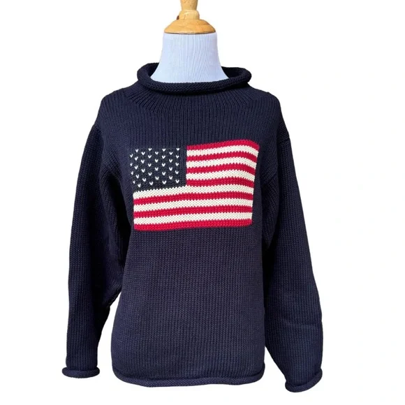 Red Wagon Navy Sweater with American Flag Design - Picture 1 of 1